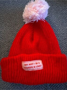 Tuesday Bassen Teenager in Love Red Pom Beanie knit toque Tuesday of California
